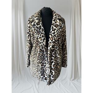 Leopard Print Faux Fur Coat, S